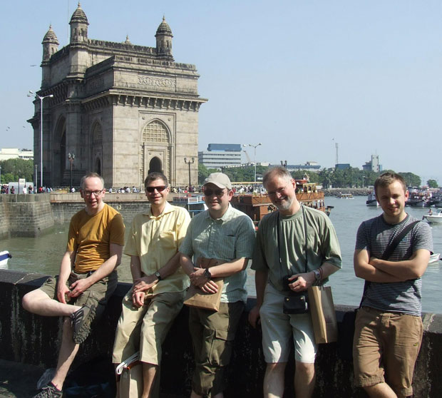  Klaas Wynne, Hans Senn, Malcolm Kadodwala, Goetz Bucher and Calum Jack at the Gateway to India in Mumbai