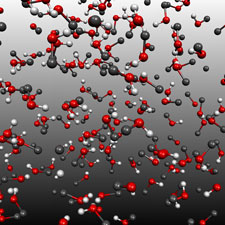 Snapshot from molecular dynamics simulation of methanol
