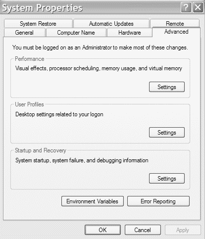 System Variables Vista