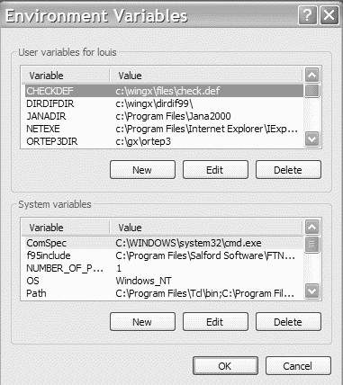 Vista Environment Settings Windows